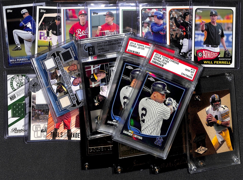 Lot of 19 Mixed Sports Graded/Relic/Insert Cards w. Derek Jeter