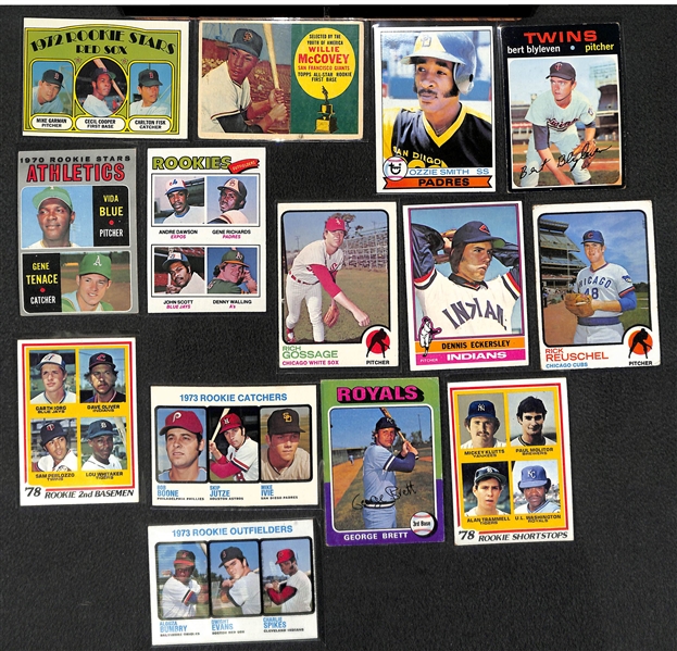Lot of 14 Baseball HOF & Stars Rookie Cards w. Willie McCovey & Carlton Fisk