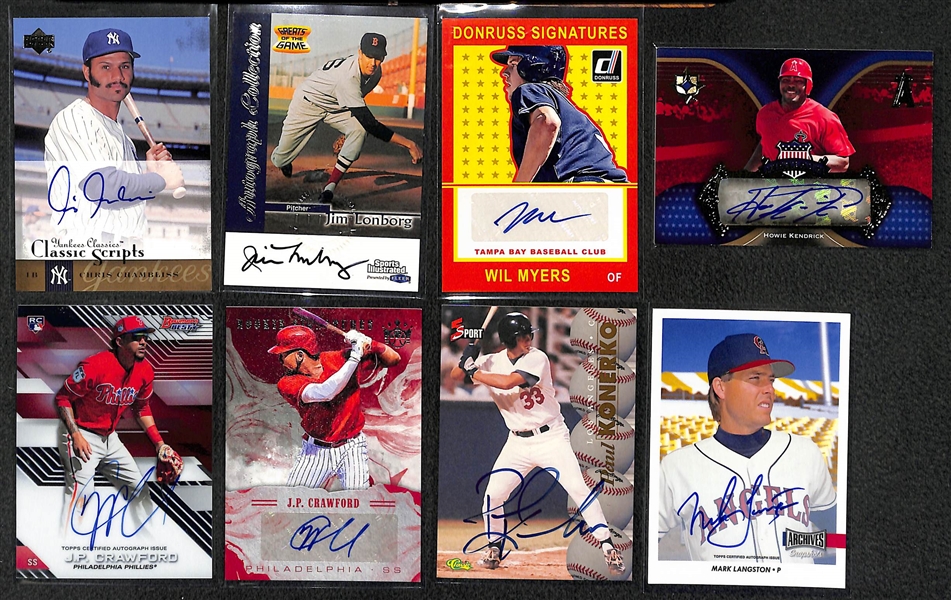 Lot of 45 Baseball Autograph Cards w. Chris Chambliss & Jim Longborg