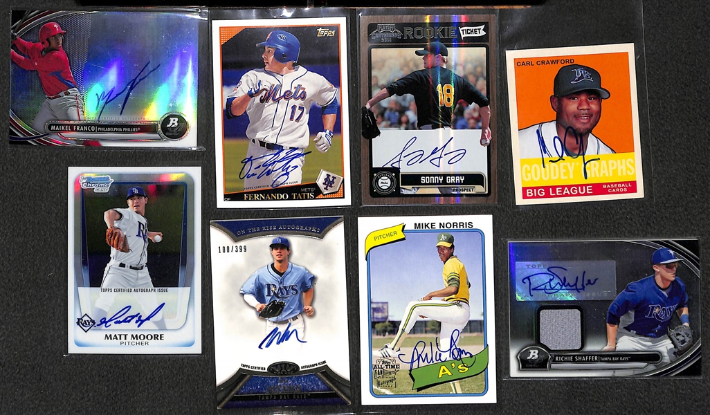 Lot of 36 Baseball Autograph Cards w. Maikel Franco & Fernando Tatis