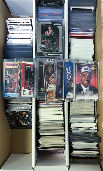 3-Row Box of Basketball Cards w/ Lebron Rookie, Michael Jordan, Shaq, Kobe, Giannis A., + (Mostly Past 25 Years) 