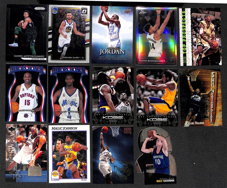 3-Row Box of Basketball Cards w/ Lebron Rookie, Michael Jordan, Shaq, Kobe, Giannis A., + (Mostly Past 25 Years) 