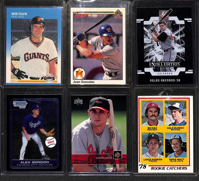3-Row Box of Baseball Rookie Cards w/ Clemens, Mattingly, Boggs, Hoskins, W. Franco, Piazza, Springer, Albies, Bo Jackson, Bellinger, + (Mostly Past 40 Years) 
