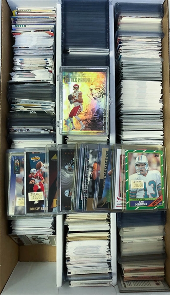 3-Row Box of Football Cards w/ Lamar Jackson Rookie, Mahomes, Favre, Marino, Elway, Rice, B. Sanders, + (Mostly Past 35 Years) 