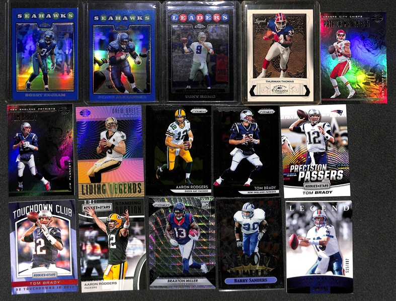 3-Row Box of Football Cards w/ Lamar Jackson Rookie, Mahomes, Favre, Marino, Elway, Rice, B. Sanders, + (Mostly Past 35 Years) 