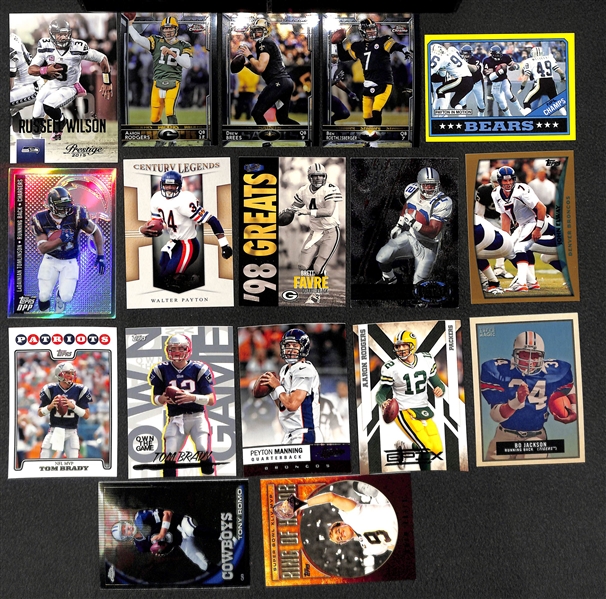 3-Row Box of Football Cards inc. Rookies ( Lamar Jackson, Darnold, Kyler Murray, A. Donald, Carr, +), Stars (Tom Brady, A. Rodgers, W. Payton. +) - Mostly Past 12 Years