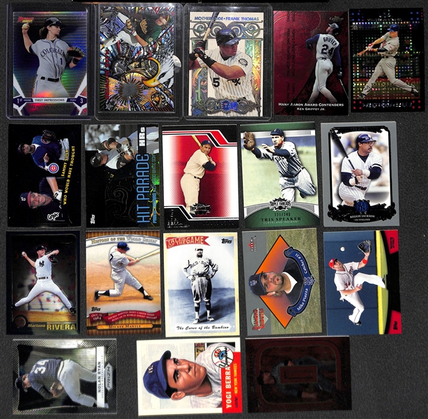 3-Row Box of Baseball Rookie Cards w/ Stars (Ripken, Trout, F. Thomas, Schmidt, Griffey Jr.) and Rookies (w/ Soto, Strasburg, Bonds, Puckett) - Mostly Past 30 Years