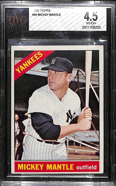 1966 Topps Mickey Mantle Graded Beckett BVG 4.5 (VG-EX+)