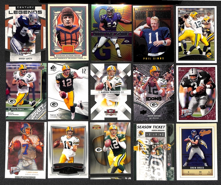 3-Row Box of Football Cards w/ Mahomes, Brady, Favre, Marino, A. Rodgers, Elway, Rice, McCaffrey, + (Mostly Past 35 Years) 