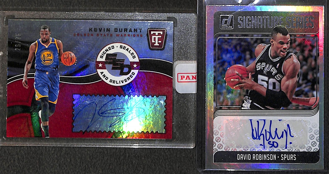 Kevin Durant and David Robinson Panini Autograph Basketball Cards 