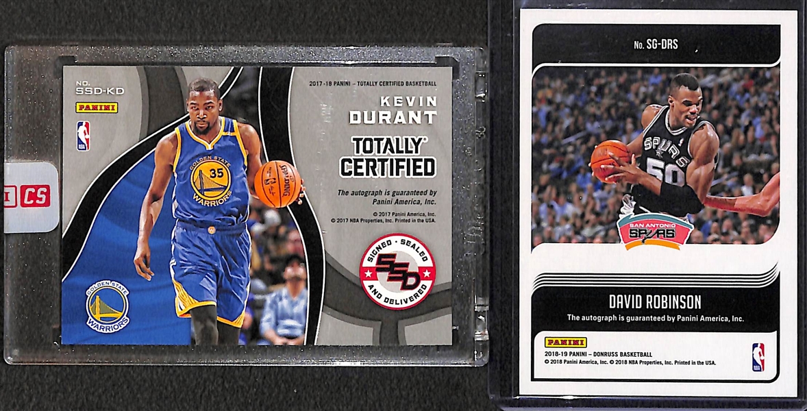 Kevin Durant and David Robinson Panini Autograph Basketball Cards 