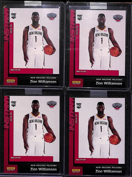 Lot of (4) Zion Williamson Panini Instant Rookie Cards (2019-20) - Each #ed to /1952