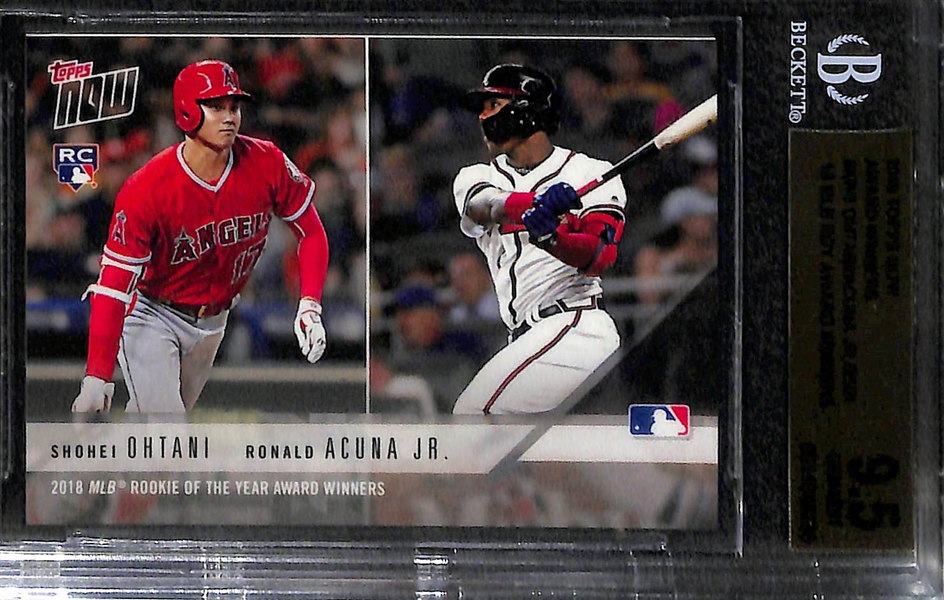 Lot of (3) BGS 9.5 GEM MT. 2018 Topps Now Ronald Acuna and Shohei Ohtani Dual Rookie Cards (Only 2501 made - all 3 are graded GEM MINT)