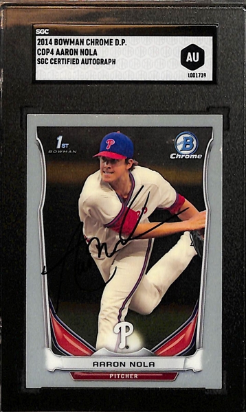 Rhys Hoskins and Aaron Nola Signed Bowman Chrome Rookie Cards (both SGC Authenticated/Slabbed)