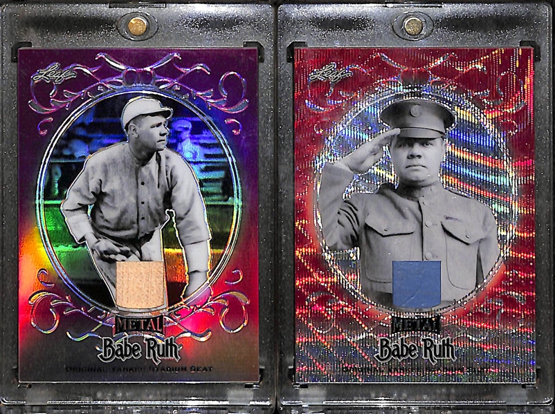 Lot of (2) Babe Ruth 2019 Leaf Metal Relic Cards (#1/2 and #1/6) w/ Yankee Stadium Seat Relics
