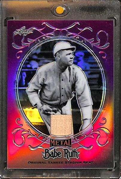 Lot of (2) Babe Ruth 2019 Leaf Metal Relic Cards (#1/2 and #1/6) w/ Yankee Stadium Seat Relics