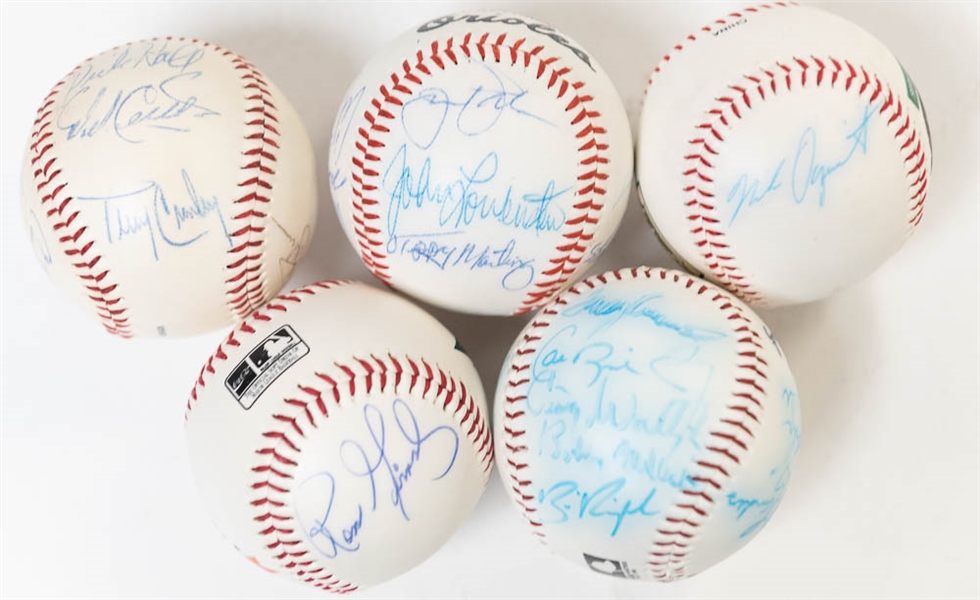 Lot of 5 Orioles Signed Baseballs w. Team Signed Including Cal Ripken Jr - JSA Auction Letter
