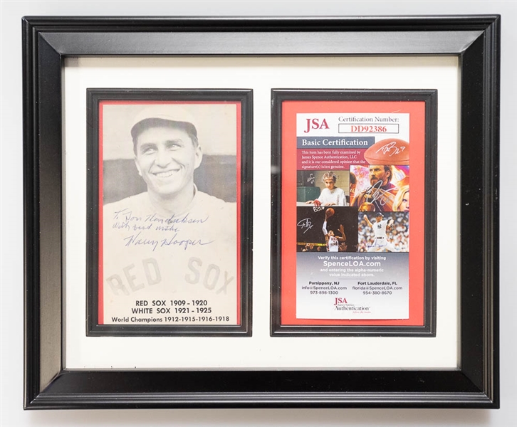 Lot of 3 Baseball Old Timers Signed & Framed Card Displays w. Harry Hooper - JSA Auction Letter