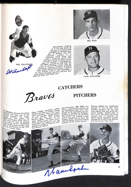 1957 Yankees VS Braves Signed World Series Program w. Berra & Spahn - JSA Auction Letter