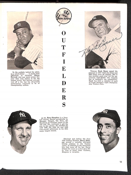1957 Yankees VS Braves Signed World Series Program w. Berra & Spahn - JSA Auction Letter