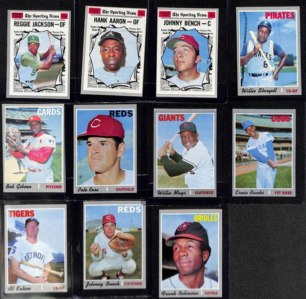 1970 Topps Baseball Card Set Missing 2 Cards Listed Above - Mostly Pack-Fresh Cards Inc. T. Williams #211 PSA 8, Yastrzemski #10 PSA 8, Aaron #500 PSA 6