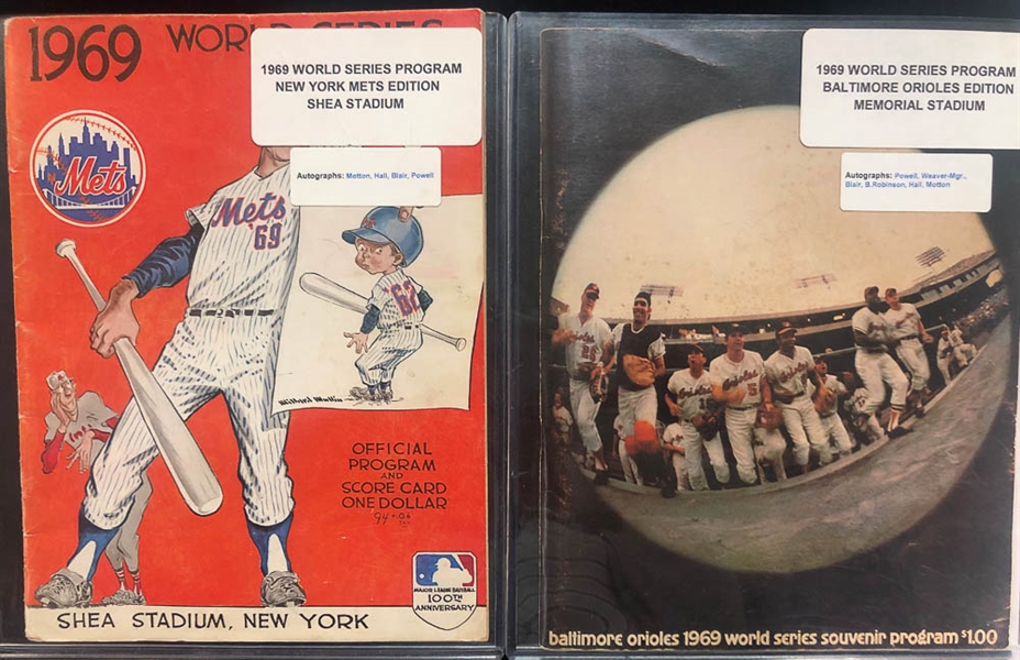 Lot of 2 1969 Mets VS Orioles Signed World Series Programs w. Brooks Robinson - JSA Auction Letter