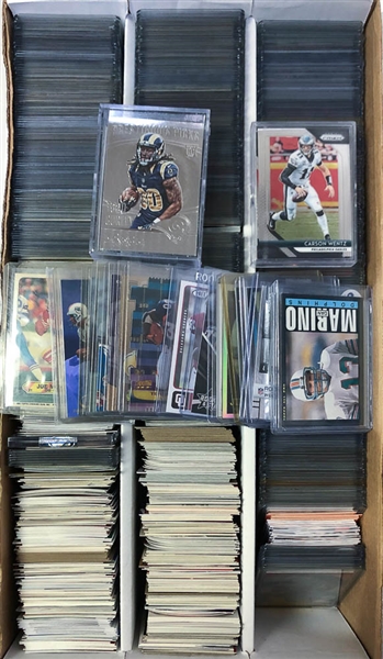 3-Row Box of Football Cards inc. Rookies (inc. JJ Watt, L. Bell, Gurley, Cousins), Stars (inc. Brady, Favre, P. Manning, A. Rodgers), Mostly Past 20 Years