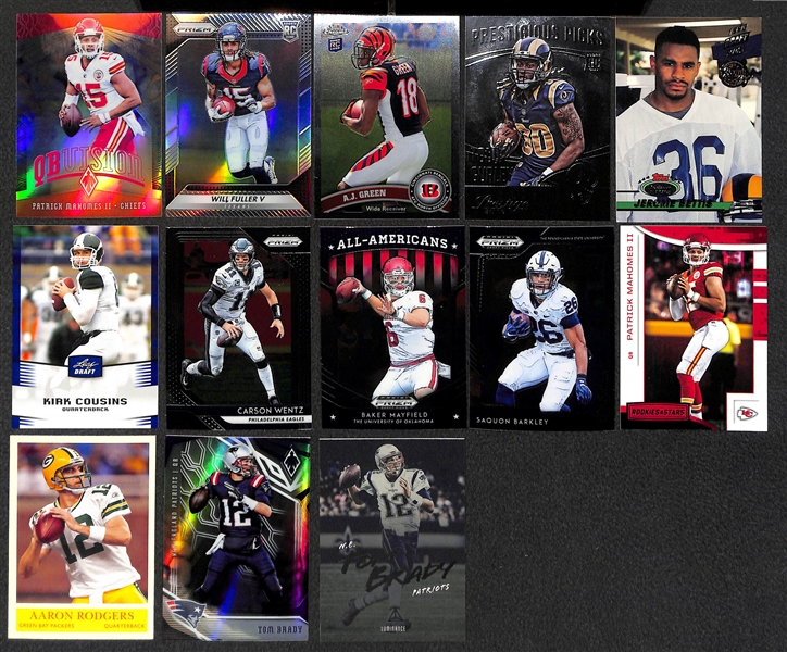 3-Row Box of Football Cards inc. Rookies (inc. JJ Watt, L. Bell, Gurley, Cousins), Stars (inc. Brady, Favre, P. Manning, A. Rodgers), Mostly Past 20 Years