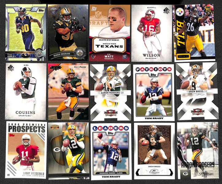 3-Row Box of Football Cards inc. Rookies (inc. Gurley, Cousins, Bettis, Darnold), Stars (inc. Mahomes #ed/49, Brady, Elway, Marino, Montana, A. Rodgers), Mostly Past 20 Years