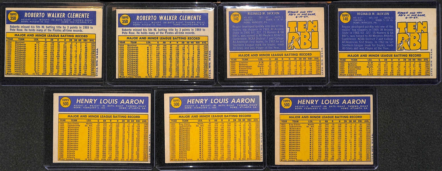 Lot of 7 - 1970 Topps Baseball Star Cards w. Roberto Clemente x2