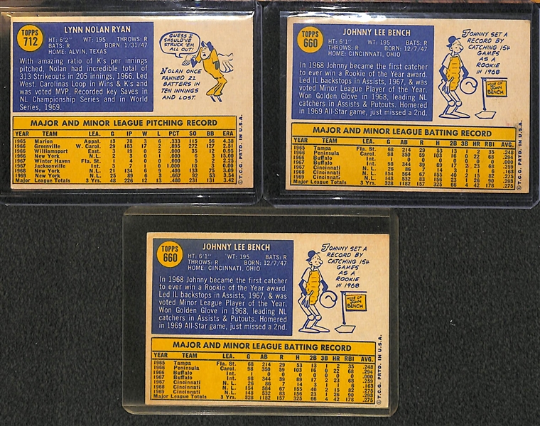 Lot of 3 - 1970 High Series Cards - Nolan Ryan & Johnny Bench x2