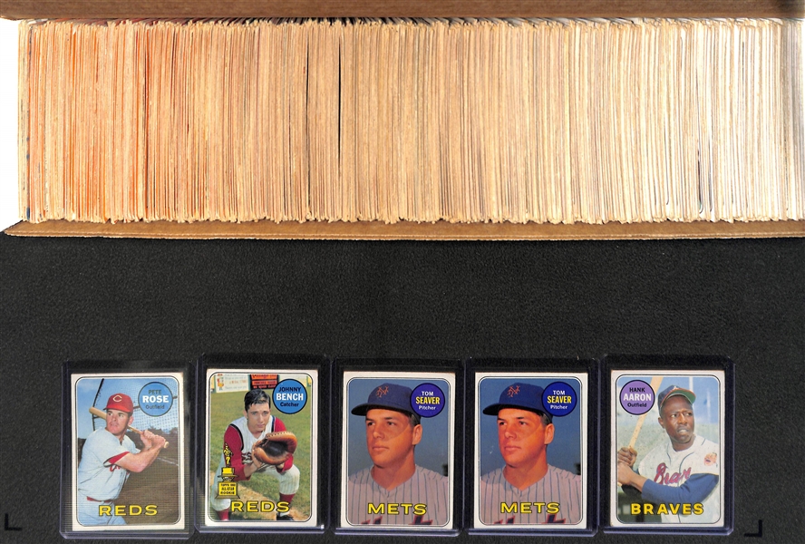 Lot of 700+ Assorted 1969 Topps Baseball Cards w. Pete Rose