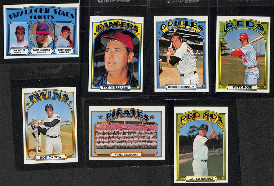 1972 Topps Baseball Card Set Missing 3 Cards Listed Above - Mostly Pack-Fresh Cards Inc. Clemente #309 PSA 6 and Aaron #299 PSA 6