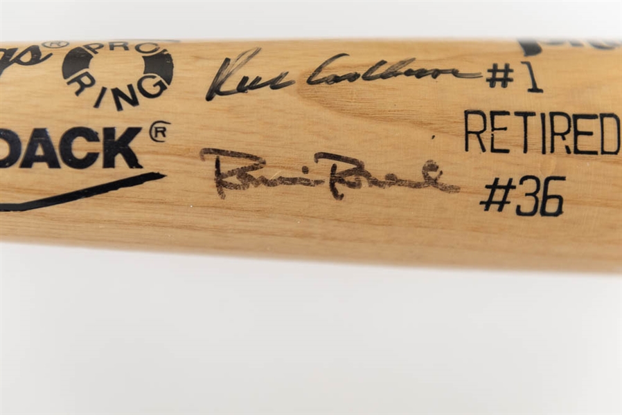 Rawlings-Adirondack Phillies Retired Numbers bat multi-signed by Richie Ashburn, Robin Roberts, Mike Schmidt, and Steve Carlton (Carlton Signature Faded) - JSA Auction Letter