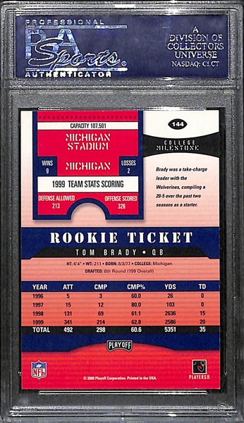 2000 Playoff Contenders Tom Brady Autograph Rookie Card PSA 8 - VERY RARE
