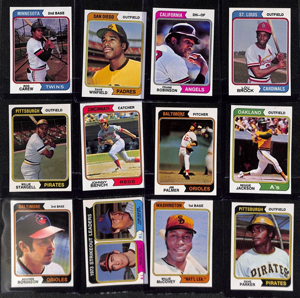 1974 Topps Baseball Card Complete Set - Mostly Pack-Fresh Cards Inc. Schmidt #283 PSA 8, Nolan Ryan #20 PSA 7, and Pete Rose #300 PSA 6