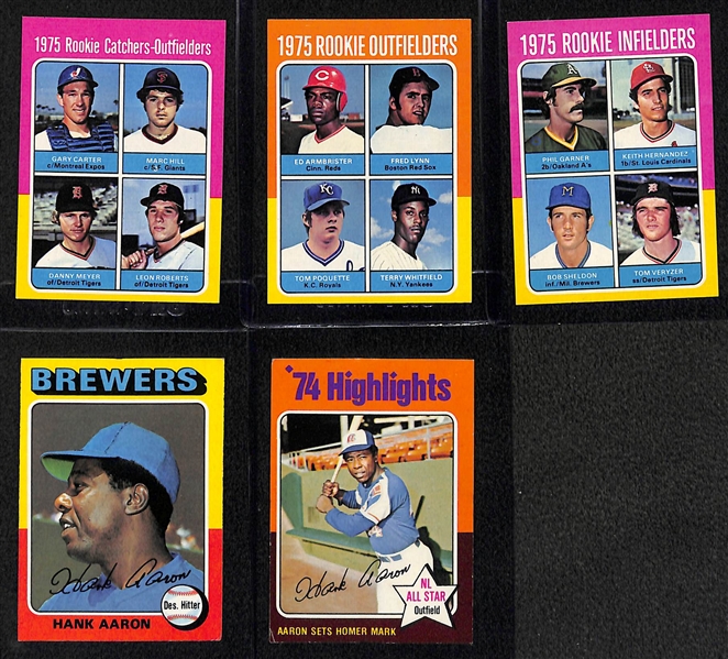 1975 Topps Baseball Card Set (Missing George Brett Rookie offered in above lot) - Many Pack-Fresh Cards