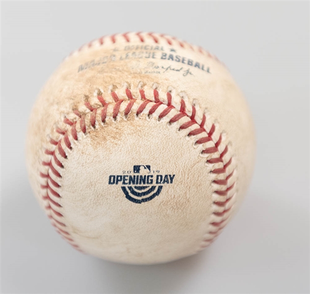 2019 Phillies Opening Day Game Used Baseball - MLB COA - Bryce Harper Phillies Debut