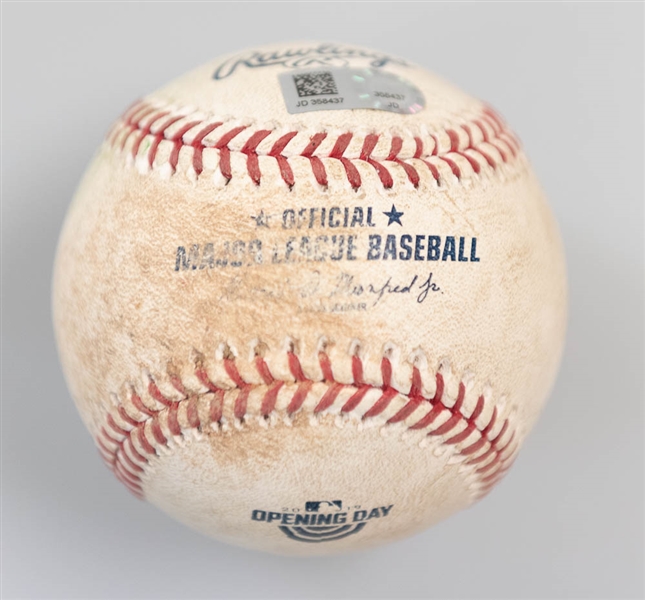 2019 Phillies Opening Day Game Used Baseball - MLB COA - Bryce Harper Phillies Debut