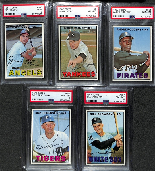 Mostly Pack-Fresh 1967 Topps Near Complete Set (543 of 609 cards) Inc. 5 PSA 8 or 9 cards (Inc. PSA 8 Whitey Ford and PSA 9 Fregosi)