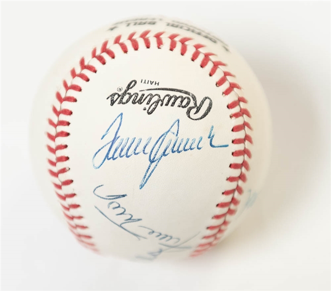 Baseball HOF'ers Signed Ball w. Mickey Mantle & Willie Mays - JSA LOA
