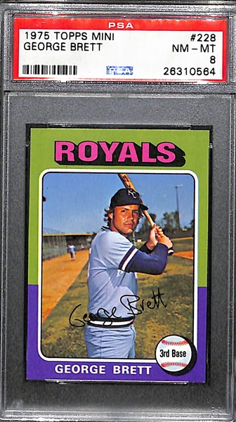 1975 Topps Mini George Brett Rookie Graded PSA 8 (NM-Mint)