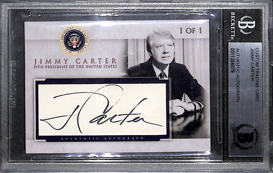 Jimmy Carter Signed Custom Card (Slabbed Authentic by Beckett)