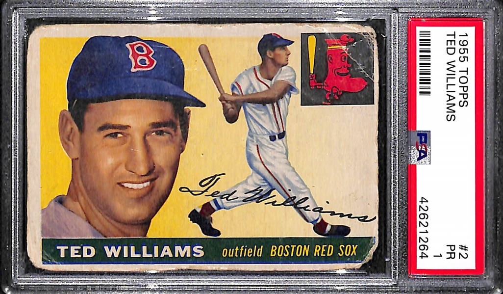 1955 Topps Ted Williams (#2) & Hank Aaron (#47) - Both Graded PSA 1 (PR)