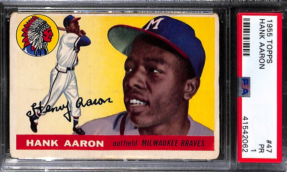 1955 Topps Ted Williams (#2) & Hank Aaron (#47) - Both Graded PSA 1 (PR)