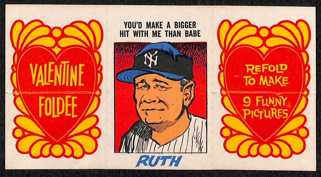 Lot of (2) Babe Ruth Valentine Foldees (1963 and 1970 versions)