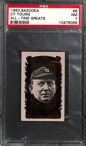 Lot of (2) 1963 Bazooka Cards - Cy Young PSA 7, Walter Johnson PSA 7