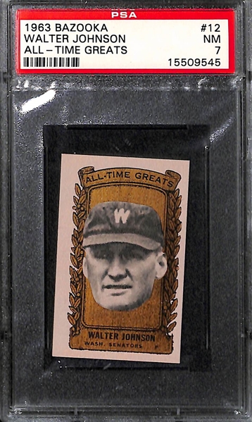 Lot of (2) 1963 Bazooka Cards - Cy Young PSA 7, Walter Johnson PSA 7