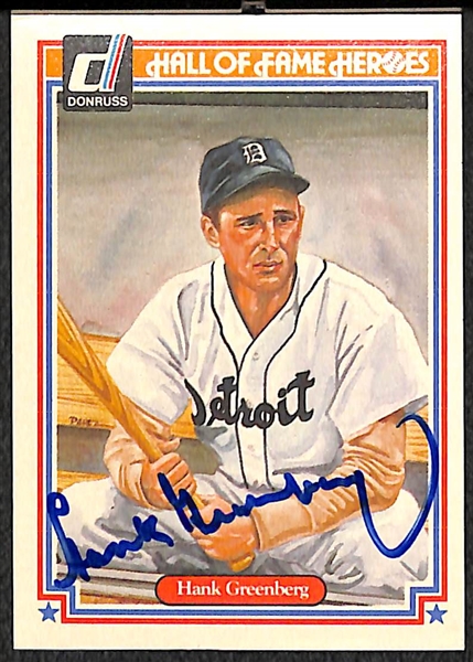 Hank Greenberg Signed 1983 Donruss Hall of Fame Heroes Card - JSA Auction Letter