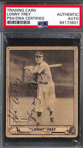 (6) Vintage Signed Cards - 1940 Playball Lonny Frey, 1960 Burdette/Spahn, 1961 Fleer Sewell, 1967 Topps B. Robinson, 1967 & 1968 E. Mathews  - JSA Auction Letter
